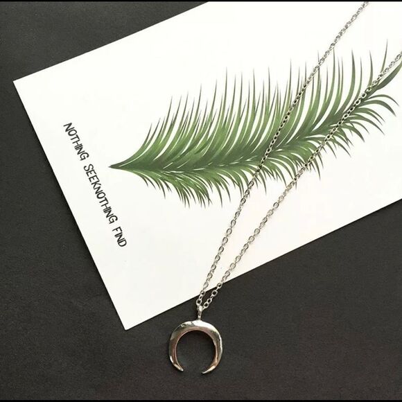 Silver Cresent Moon Necklace  - Picture 3 of 4